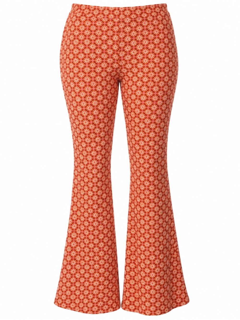 🖤 Retro Bloom Orange Floral Festival Flare Leggings | Small